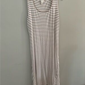 Chico’s White and Tan sleeveless Midi Dress with lace-up sides.